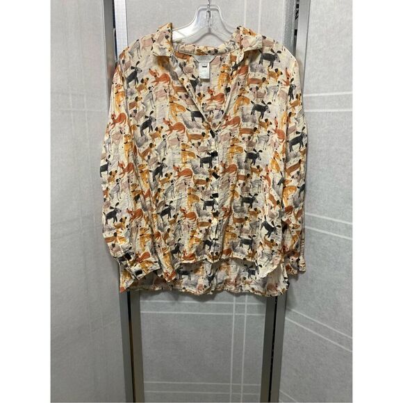 Multiples women’s dog printed blouse size L in petit - Picture 2 of 15